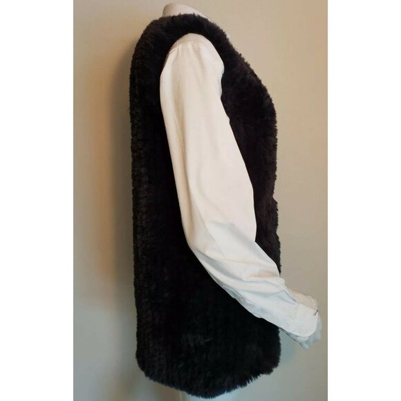 Love Token Faux Fur Vest Womens S Indigo Blue Sleeveless Jacket Groovy Long Wrap - Picture 6 of 11